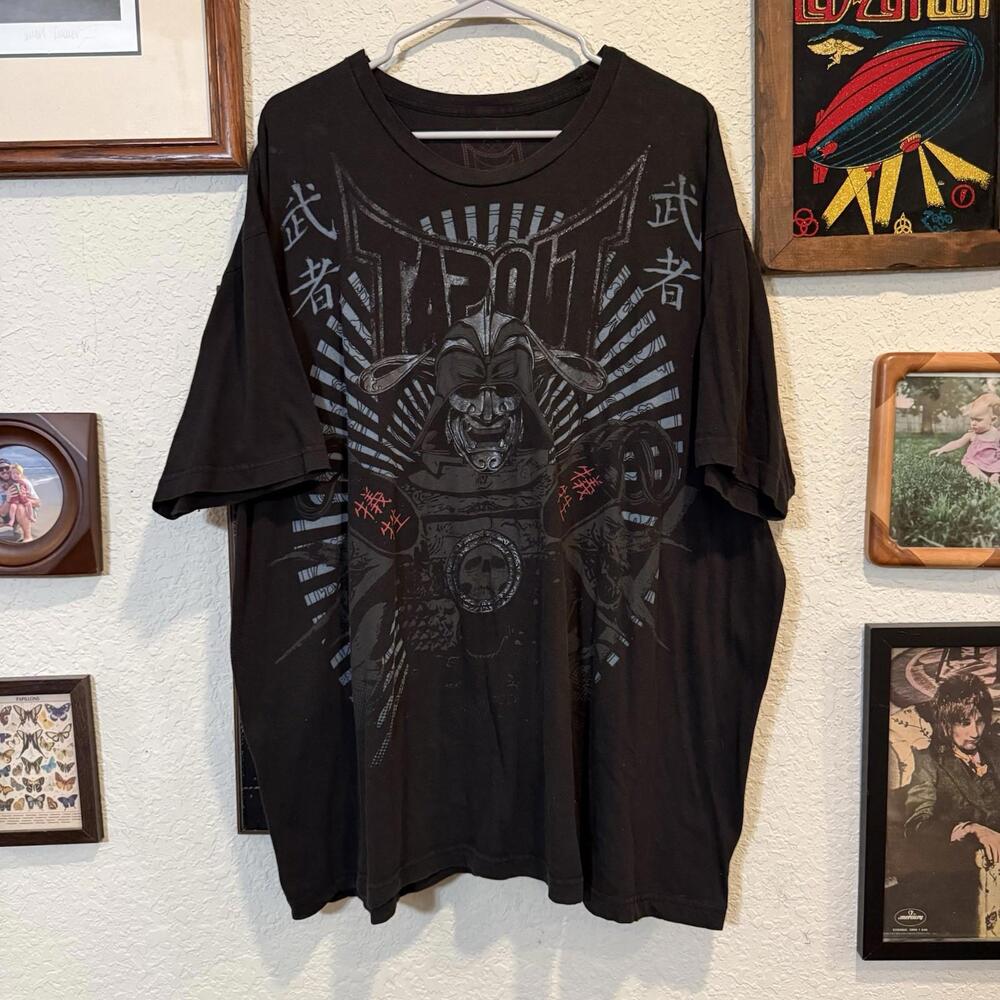Vintage 00s RARE Tapout Black Chinese Soldier AOP Designer Shirt Men’s Size‎ 2XL